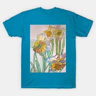 Daffodil Watercolor Abstract Painting T-Shirt